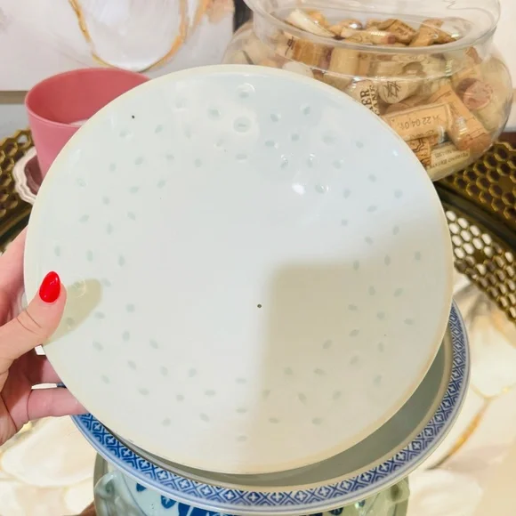 VTG Large Rice Eyes Blue White Chinese Tureen Casserole Bowl Dish With Lid EUC - Picture 4 of 6
